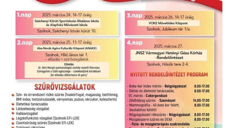 Ismét szűrések az egészségünkért